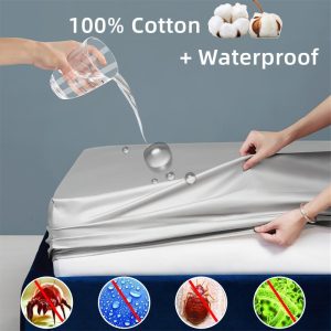 100-Cotton-Waterproof-Fitted-Sheet-with-Elastic-Bands-Non-Slip-Adjustable-Mattress-Covers-for-Single-Double