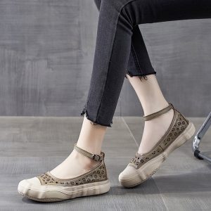 2-5cm-Women-Summer-Novelty-Round-Toe-Buckle-Natural-Genuine-Leather-Shoes-New-Loafer-Authentic-Ethnic