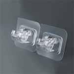 2PCS-Cross-Bar-Hook-Hanging-Rod-Fixed-Clip-Round-Pole-Bracket-Clamp-Self-Adhesive-Wall-Storage
