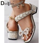 Big-Size-42-Brand-New-Ladies-Rhinestone-Chunky-Heels-Summer-Slides-Fashion-Bow-String-Bead-women-1