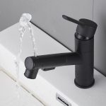 Black-pull-out-basin-hot-and-cold-heightening-rotary-faucet-all-copper-basin-wash-basin-wash