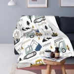 Cartoon-Truck-Excavator-Blanket-Fleece-Print-Backhoe-Cranes-Equipment-Portable-Soft-Throw-Blanket-for-Bed-Bedroom