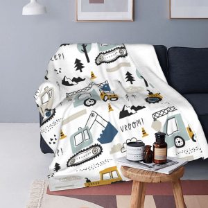 Cartoon-Truck-Excavator-Blanket-Fleece-Print-Backhoe-Cranes-Equipment-Portable-Soft-Throw-Blanket-for-Bed-Bedroom