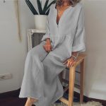Cotton-Linen-Long-Dress-for-Women-2023-Summer-Pure-Color-Casual-Short-Sleeve-Shirt-Dress-Beach-4