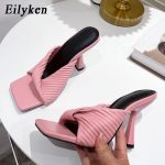 Eilyken-Pleated-Orange-Women-Slipper-Fashion-Summer-Ladies-Elegant-Thin-High-Heel-Square-Toe-Slides-Sandals