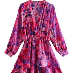 KEYANKETIAN-Women-Fashion-V-Neck-Floral-Print-Double-Layer-Ruffles-A-Line-Mini-Shirt-Dress-Female-2