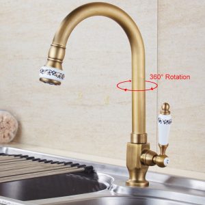 Kitchen-Sink-Faucet-Ceramic-Antique-Bronze-Finished-Cold-Water-Only-360-Swivel-Rotation-Single-Hole-Outdoor