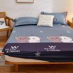 Kuup-Polyester-Cartoon-Bear-Bedding-Fitted-Sheet-Only-no-pillowcase-Elastic-Band-Around-Mattress-Cover-King-1