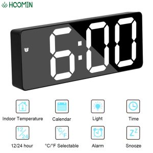 LED-Digital-Electronic-Desktop-Clock-Snooze-Acrylic-Mirror-Alarm-Clock-Voice-Control-Time-Temperature-Display-Home