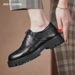 Luxury-Designer-Women-Tractor-Lace-Up-Derby-Shoes-Black-Leather-Chunky-Brogues-Retro-Platform-Oxford-Shoes
