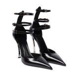 Metal-Stiletto-Heel-Pointed-Toe-Patent-Leather-Hollow-Shallow-Mouth-Sandals-Foreign-Trade-Cross-Border-Belt
