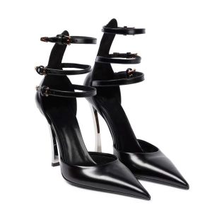 Metal-Stiletto-Heel-Pointed-Toe-Patent-Leather-Hollow-Shallow-Mouth-Sandals-Foreign-Trade-Cross-Border-Belt