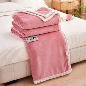 Pink-Flannel-Fleece-Blanket-Adult-Children-Soft-Warm-Throw-Bed-Covers-Simple-Solid-Color-Sofa-Breathable