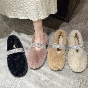 Pink-Fur-Loafers-Women-Luxury-Furry-Ballet-Flats-Ladies-Winter-Warm-Plush-Party-Shoes-with-Bling