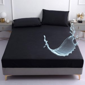 Pure-Black-Waterproof-Fitted-Sheet-Home-Bed-Cover-Sabana-Summer-Spring-Winter-Mattress-Covers-With-Elastic Pure-Black-Waterproof-Fitted-Sheet-Home-Bed-Cover-Sabana-Summer-Spring-Winter-Mattress-Covers-With-Elastic