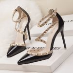 Sexy-Nightclubs-with-Thin-10CM-Heel-High-Heel-Shallow-Pointed-Head-Rivet-Hollow-Word-Belt-PUMPS-1