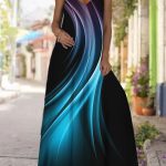 Sexy-V-neck-Sleeveless-Women-A-line-Party-Summer-Fashion-3D-Long-Dress-Ladies-Casual-1