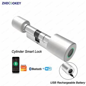 Smart-Cylinder-Lock-Tuya-70mm-Electronic-Bluetooth-APP-Remote-Biometric-Fingerprint-Lock-Anti-Theft-Security-Home
