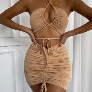 Stock-Custom-Apparel-With-Logo-Solid-Backless-Maxi-Dress-Women-Sleeveless-Long-Party-Halterneck-Pink-Sexy