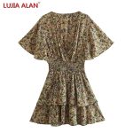 Summer-New-Women-s-Retro-Printed-Cascading-Ruffle-Dress-Female-Casual-Flare-Sleeve-Elastic-Waist-Mini