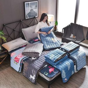 Summer-Sleeping-Mat-Quilted-Mattress-Cover-Solid-Color-Quilted-Bed-Fitted-Sheet-Bed-Protector-Pad-Bed