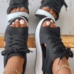 Summer-Women-Shoes-Flat-Platform-Wedges-Sandals-Peep-Toe-Contrast-Paneled-Cutout-Lace-up-Muffin-Sandals-4