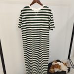 WOTWOY-Summer-O-Neck-Short-Sleeve-Stripes-Dress-Women-Threads-Knit-Basic-Green-Striped-Dress-Female-2
