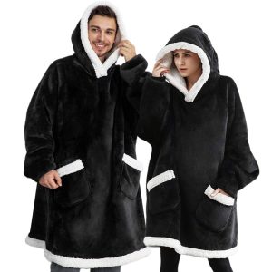 Warm-thick-TV-Hooded-Sweater-Blanket-Unisex-Giant-Pocket-Adult-and-Children-Fleece-Weighted-Blankets-for