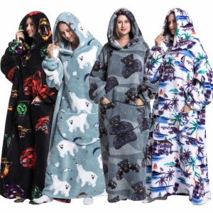 Winter-Warm-Lambswool-Outdoor-Pocket-Hoodie-Sweatshirt-Women-Men-Oversized-Plush-Coral-Fleece-Sherpa-Hoodie-Blanket