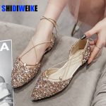 Women-Luxury-Rhinestone-Ballet-Flats-Cross-Tied-Lace-Up-Flat-Shoes-Woman-Crystal-D-orsay-Wedding