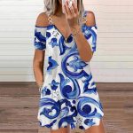 Women-Off-Shoulder-Mini-Dress-Summer-Sexy-Zipper-Chain-Straps-Short-Sleeve-Party-A-Line-Dresses