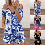 Women-Off-Shoulder-Mini-Dress-Summer-Sexy-Zipper-Chain-Straps-Short-Sleeve-Party-A-Line-Dresses-3