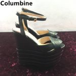Women-Red-White-Stripe-Heightened-Platform-Sandals-Leather-High-Wedge-Open-Fashion-Heels-Mixed-Colors-Peep-3
