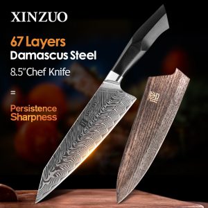 XINZUO-8-5-Inches-Chef-Kitchen-Knives-Damascus-Steel-Vegetable-Meat-Knife-with-G10-Mosaic-Brass