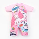 2022-New-Conjoined-Body-Bathing-Cap-Pink-2-Piece-Set-Girl-Swimming-Suit-Quick-Drying-Lovely