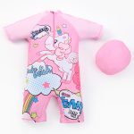 2022-New-Conjoined-Body-Bathing-Cap-Pink-2-Piece-Set-Girl-Swimming-Suit-Quick-Drying-Lovely-2