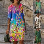 2022-Summer-Fashion-Printed-Half-Sleeve-Ladies-Dress-V-Neck-Loose-Beach-Dress-Everyday-Wear-Dating
