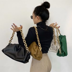 2023-New-Handheld-Shoulder-Bag-with-Thick-Chain-and-Wrinkled-Cloud-Pattern-Crossbody-Bags-for-Women