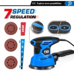 300W-Random-Orbital-Electric-Sander-Machine-with-21Pcs-125mm-Sandpapers-120V-240V-Strong-Dust-Collection-Polisher-3