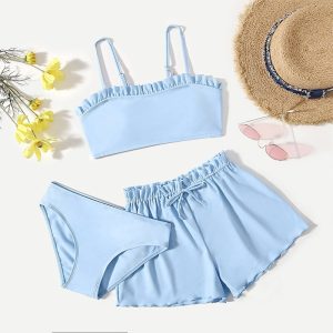 3pcs-set-Kids-Child-Solid-Blue-Black-Bikini-Tops-Underpants-Ruffles-Skirt-Girls-Swimsuits-Bathing-Suit