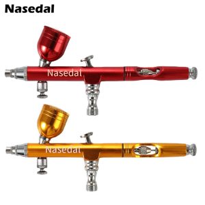 Airbrush-Dual-Action-Gravity-Feed-0-3mm-Nozzle-Spray-Gun-Red-Gold-Cake-Decorating-Brushes-For