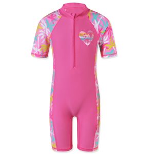 BAOHULU-1-11-Yrs-Kids-Swimwear-Girls-Short-Sleeve-Swimsuit-One-Piece-UPF50-Rash-Guard-Baby