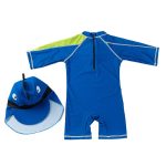 Baby-Swimsuit-One-Piece-Bathing-Suit-Boy-with-Sun-Cap-UPF50-UV-Protection-Long-Sleeve-Dinosaur-3