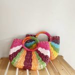 Bohemia-Colourful-Contrasting-Colors-Women-Hand-Woven-Straw-Bag-Round-Handle-Half-Moon-Shape-Ladies-Handbag-2