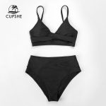 CUPSHE-Solid-Black-Twist-High-Waist-Bikini-Sets-Swimsuit-For-Women-Sexy-V-neck-Tank-Two-3