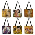 Customized-Oil-Painting-Tears-Linen-Cloth-Tote-Bags-For-Women-Gustav-Klimt-Ladise-Fashion-Handbag-Large