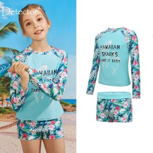 Girls-Long-Sleeve-2-Piece-Rashguard-Swimsuit-Bathing-Suit-UPF-50-Sun-Protection-Swimwear-Print-for