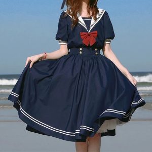 Harajuku-Sailor-Collar-Navy-Dress-Japanese-Lolita-Sweet-Bow-knot-Girl-Retro-Cotton-Kawaii-Preppy-Style