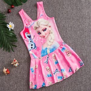 Middle-And-large-Children-Rapid-Drying-Cute-Patterns-Conjoined-Body-Girls-Swimsuit-Princess-Skirt-Style-Bathing
