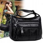 New-Casual-Female-Bag-Soft-PU-Leather-Shoulder-High-quality-Multi-pocket-Shoulder-Bag-Solid-Color